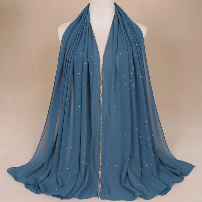 Rhinestone Luxury Hijab - Green - Nour Modesty