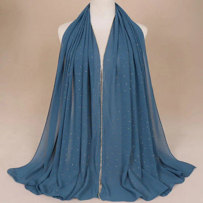 Rhinestone Luxury Hijab - Green - Nour Modesty