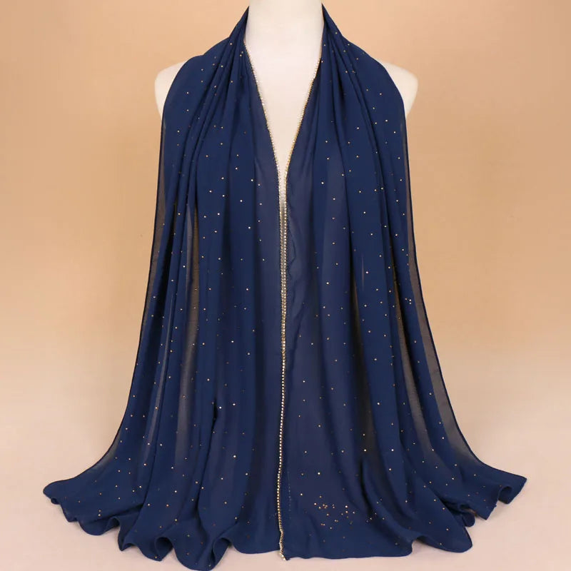 Rhinestone Luxury Hijab - Green - Nour Modesty