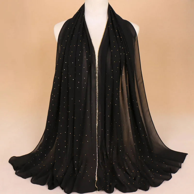Rhinestone Luxury Hijab - Green - Nour Modesty