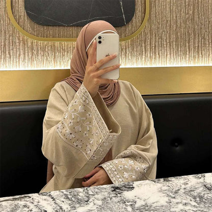 Embroidery Abaya Sleeve Everyday US AUSTRALIA BEIGE