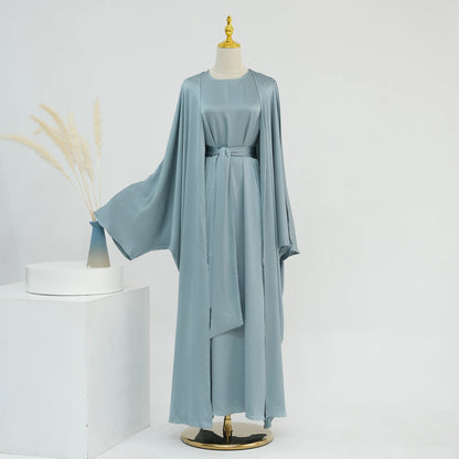 Luxury Silk Abaya Set - Black - Nour Modesty