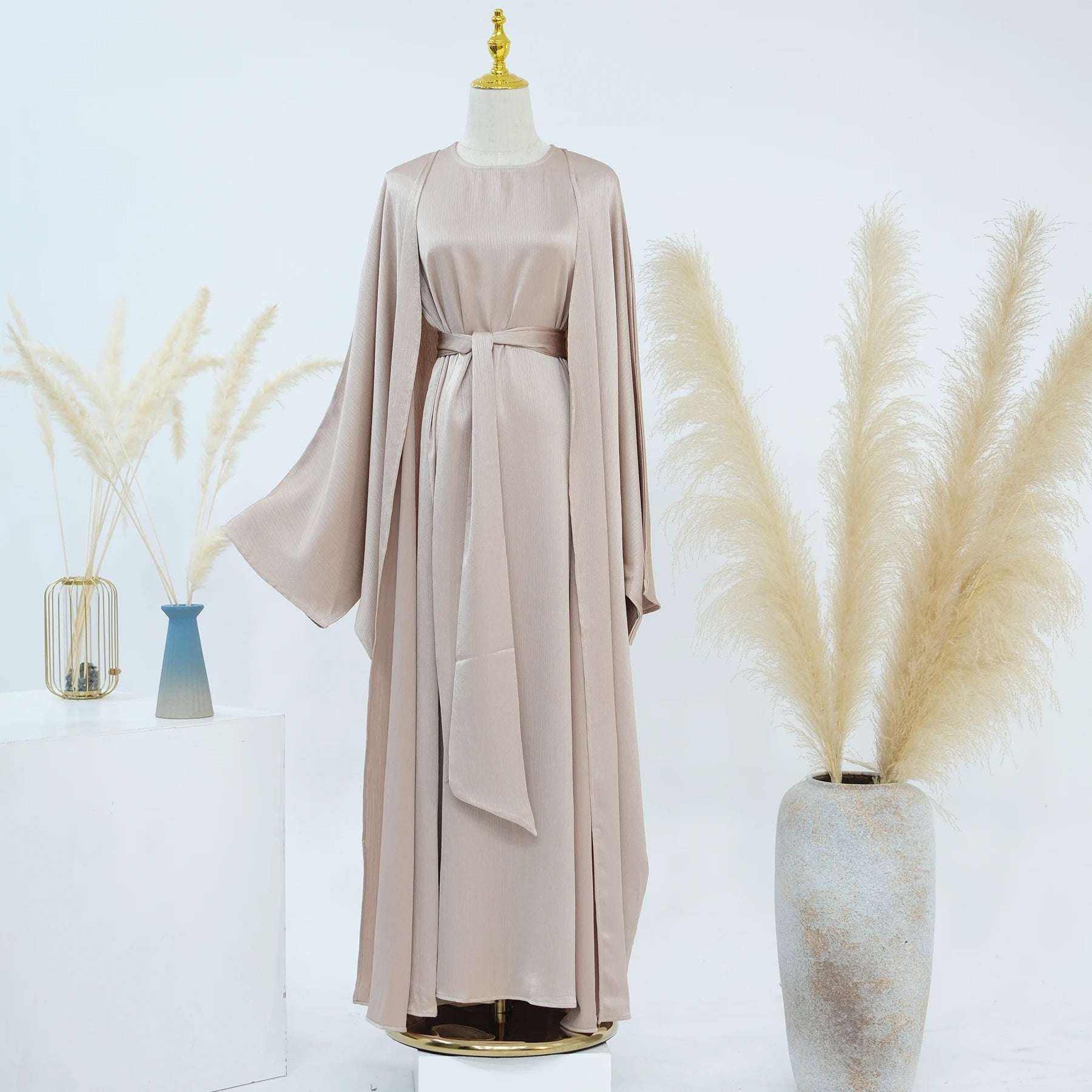 Luxury Silk Abaya Set - Green