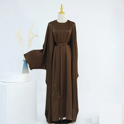 Luxury Silk Abaya Set - Black - Nour Modesty