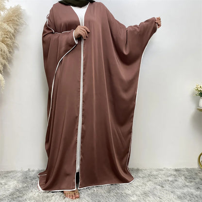 Luxury Satin Open Abaya Gray - Nour Modesty