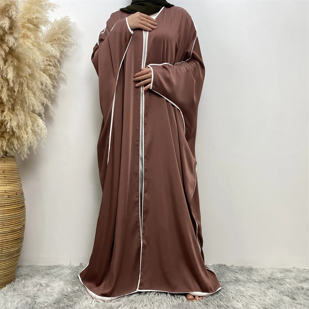 Luxury Satin Open Abaya Gray - Nour Modesty