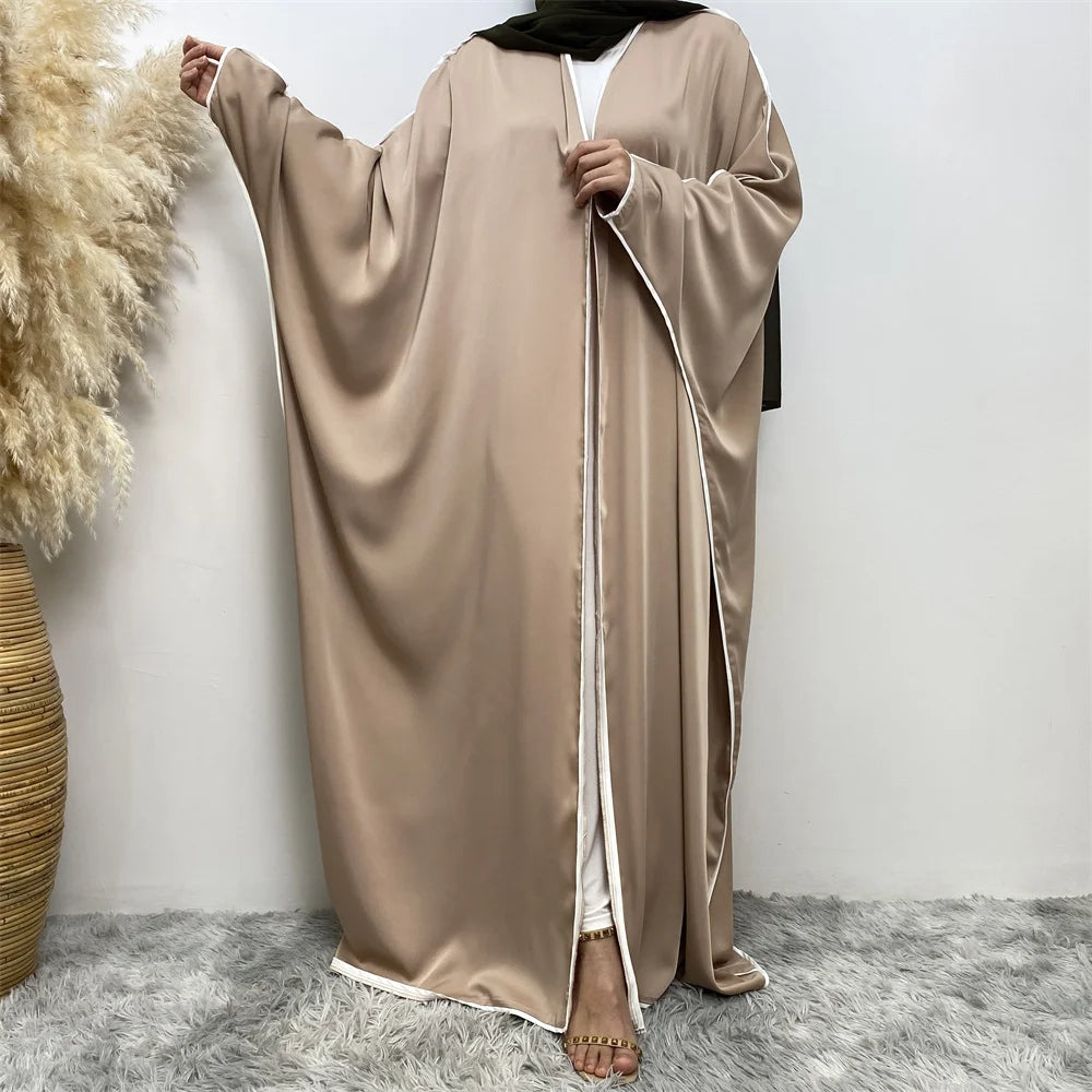 Luxury Satin Open Abaya Gray - Nour Modesty
