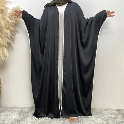 Luxury Satin Open Abaya Gray - Nour Modesty