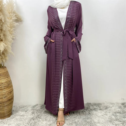 Luxury Rhinestone Open Abaya - Nour Modesty