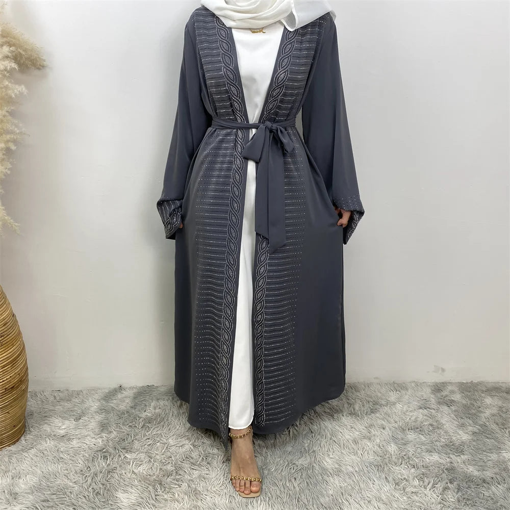 Luxury Rhinestone Open Abaya - Nour Modesty