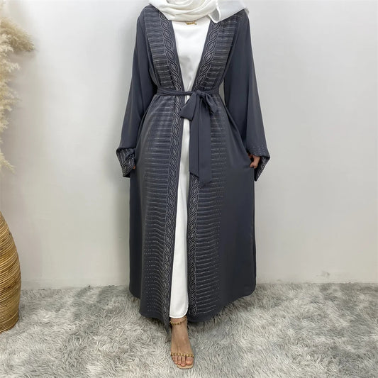 Luxury Rhinestone Open Abaya - Nour Modesty
