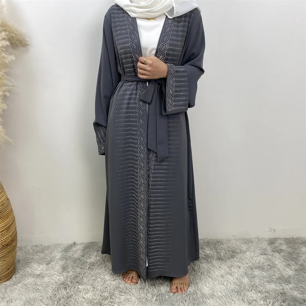 Luxury Rhinestone Open Abaya - Nour Modesty