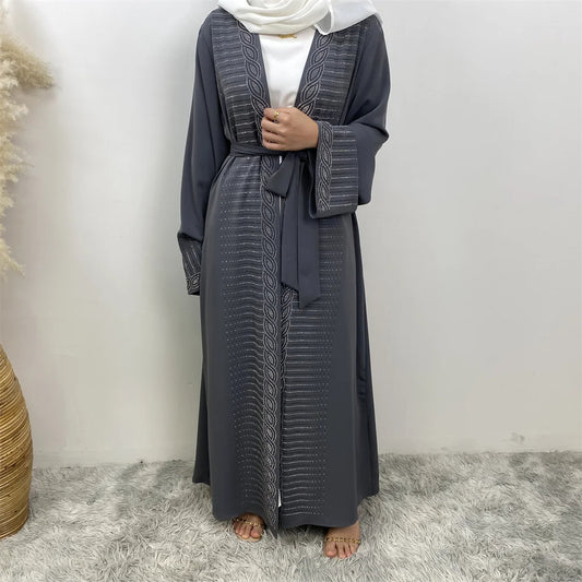 Luxury Rhinestone Open Abaya - Nour Modesty