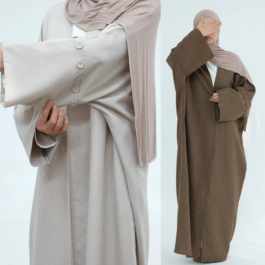 Linen Open Abaya