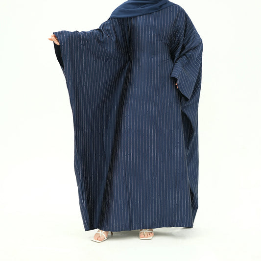 Rhinestone Butterfly Abaya Blue