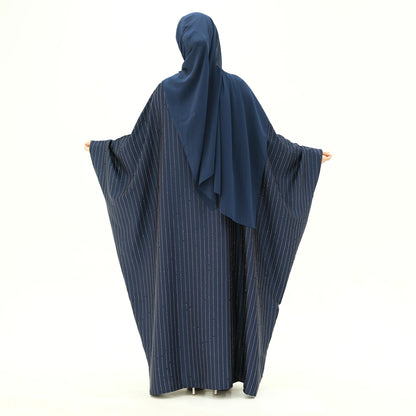 Rhinestone Butterfly Abaya Blue