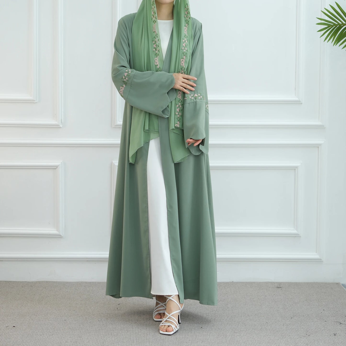 Green Abaya with Hijab Set