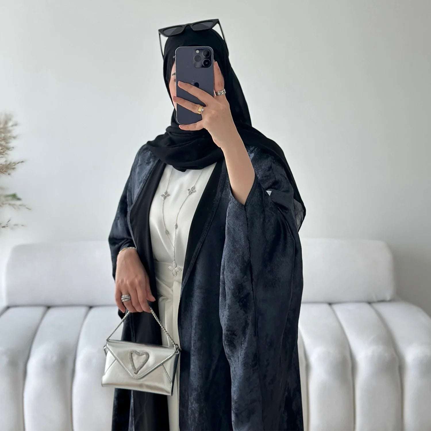 Elegant Open Abaya - Sage Green