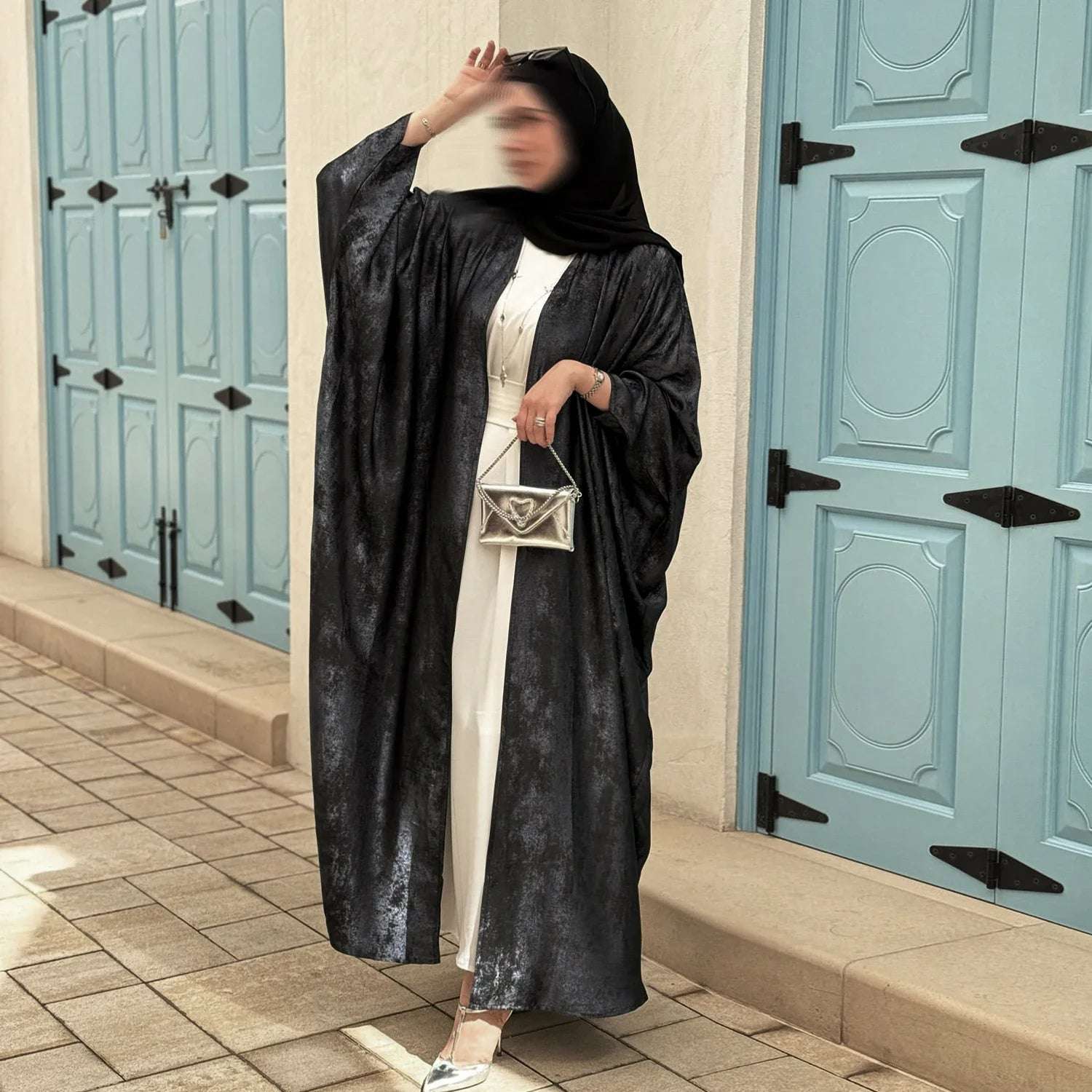 Elegant Open Abaya - Sage Green