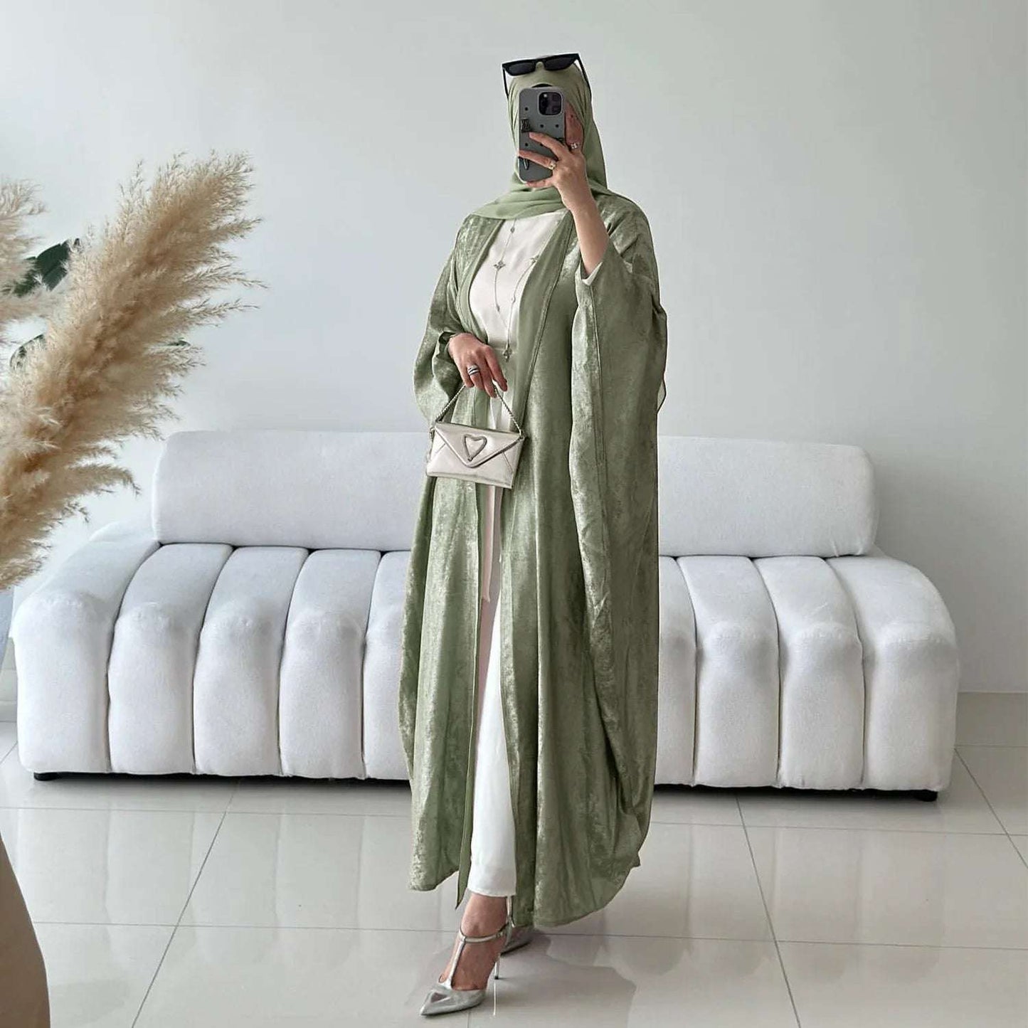 Elegant Open Abaya - Pink