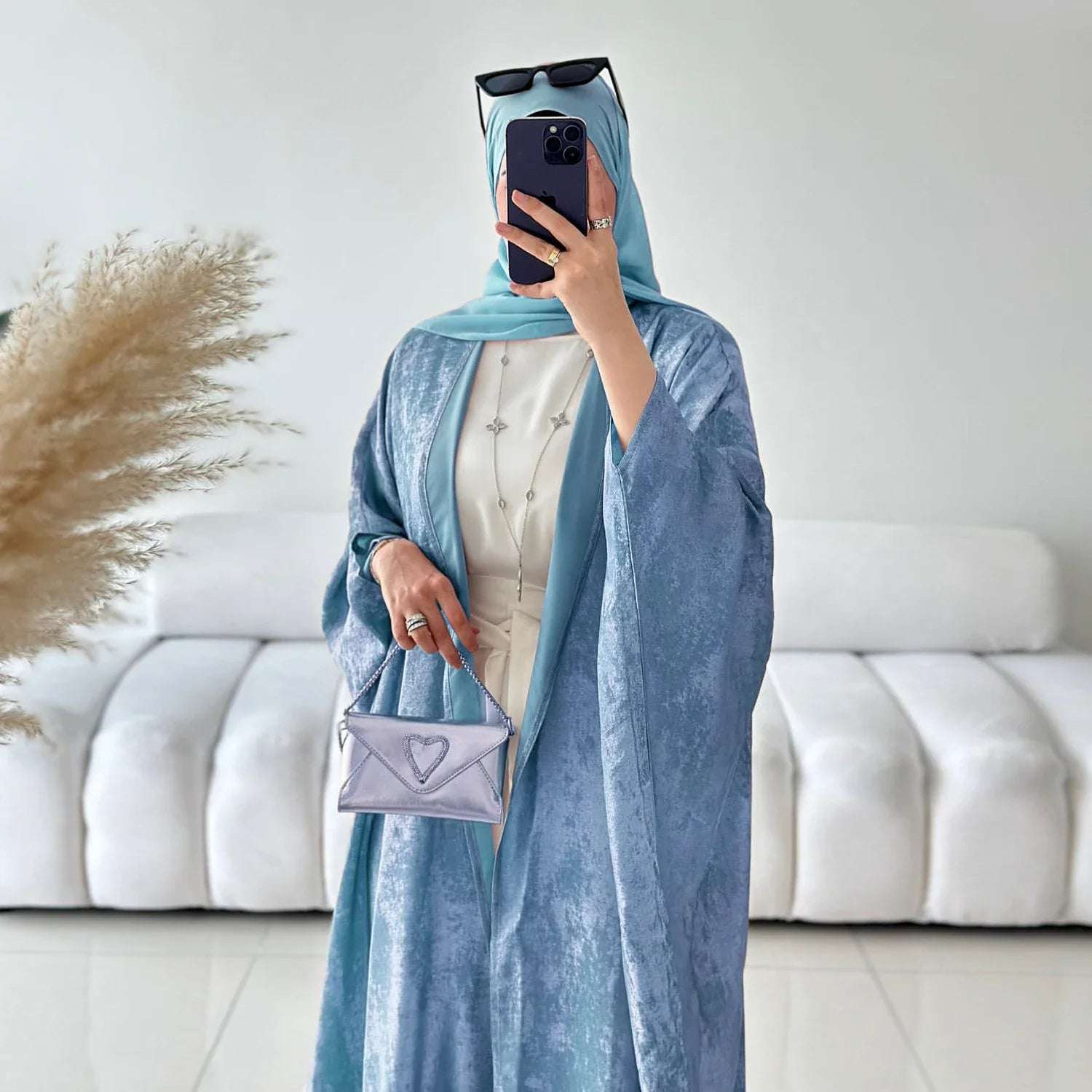 Elegant Open Abaya - Pink