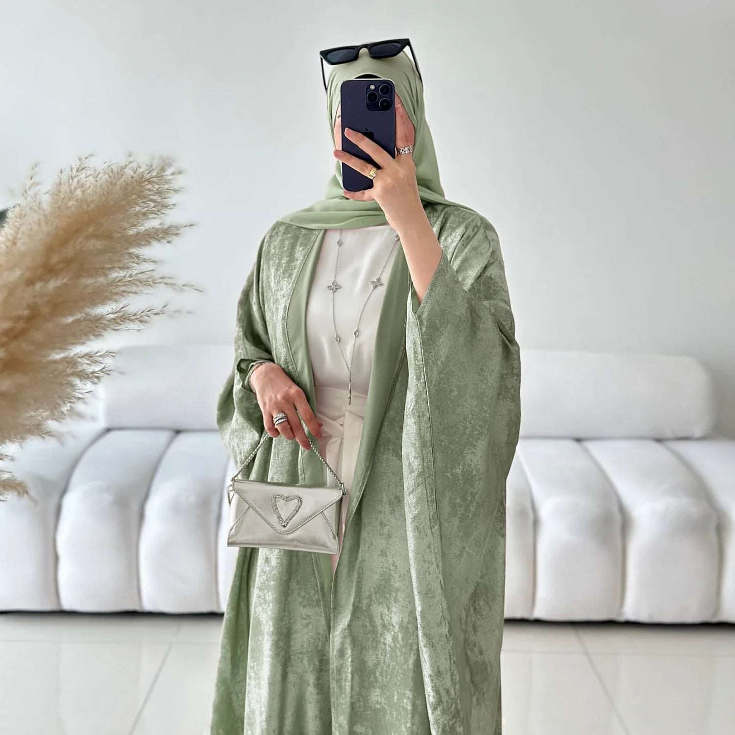 Elegant Open Abaya - Pink