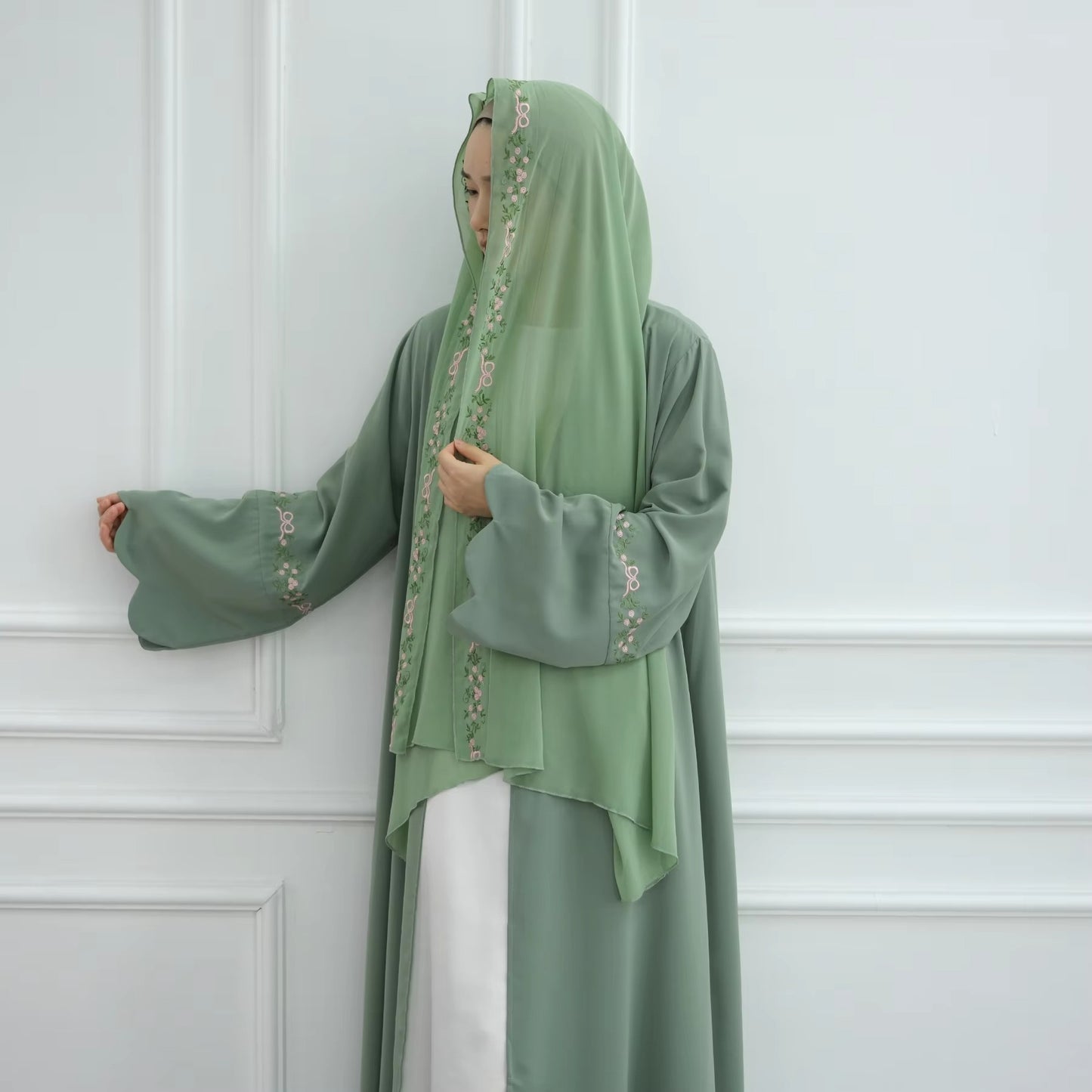 Green Abaya with Hijab Set