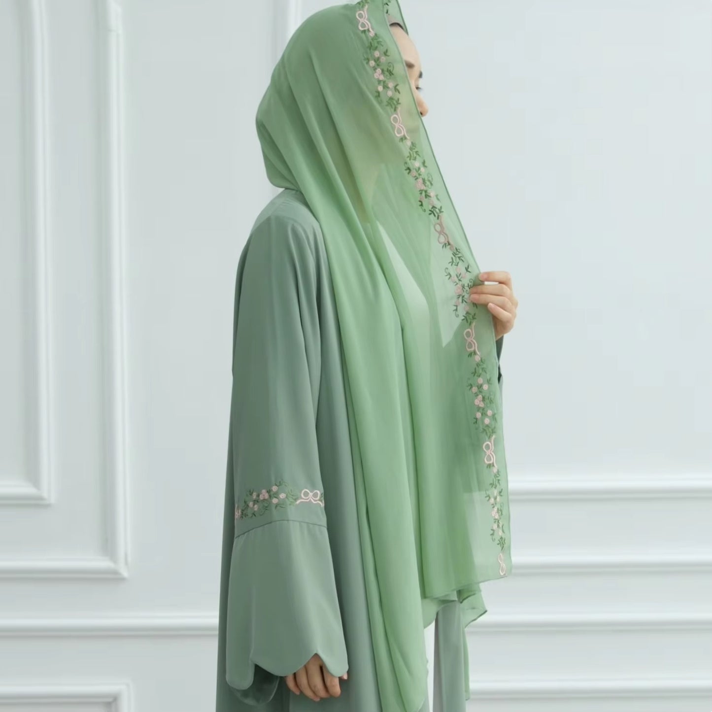 Green Abaya with Hijab Set