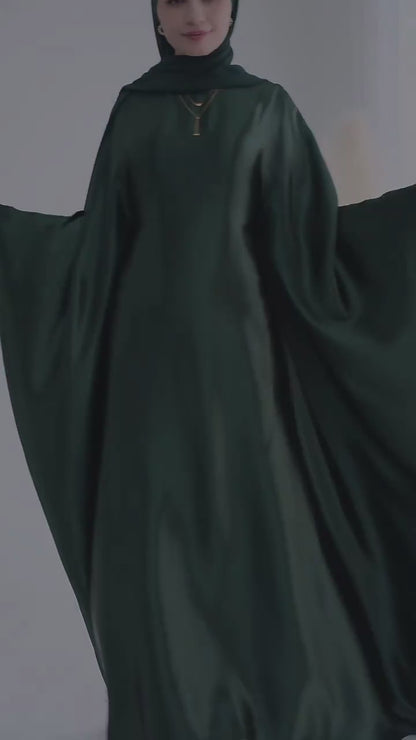 Luksus Silke Butterfly Abaya Emerald Green