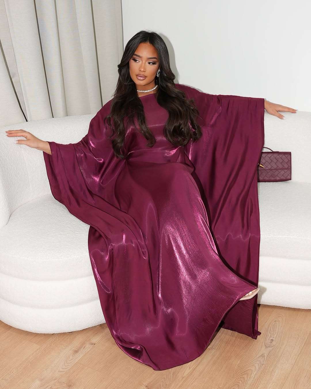 Shimmer Butterfly Abaya Rose